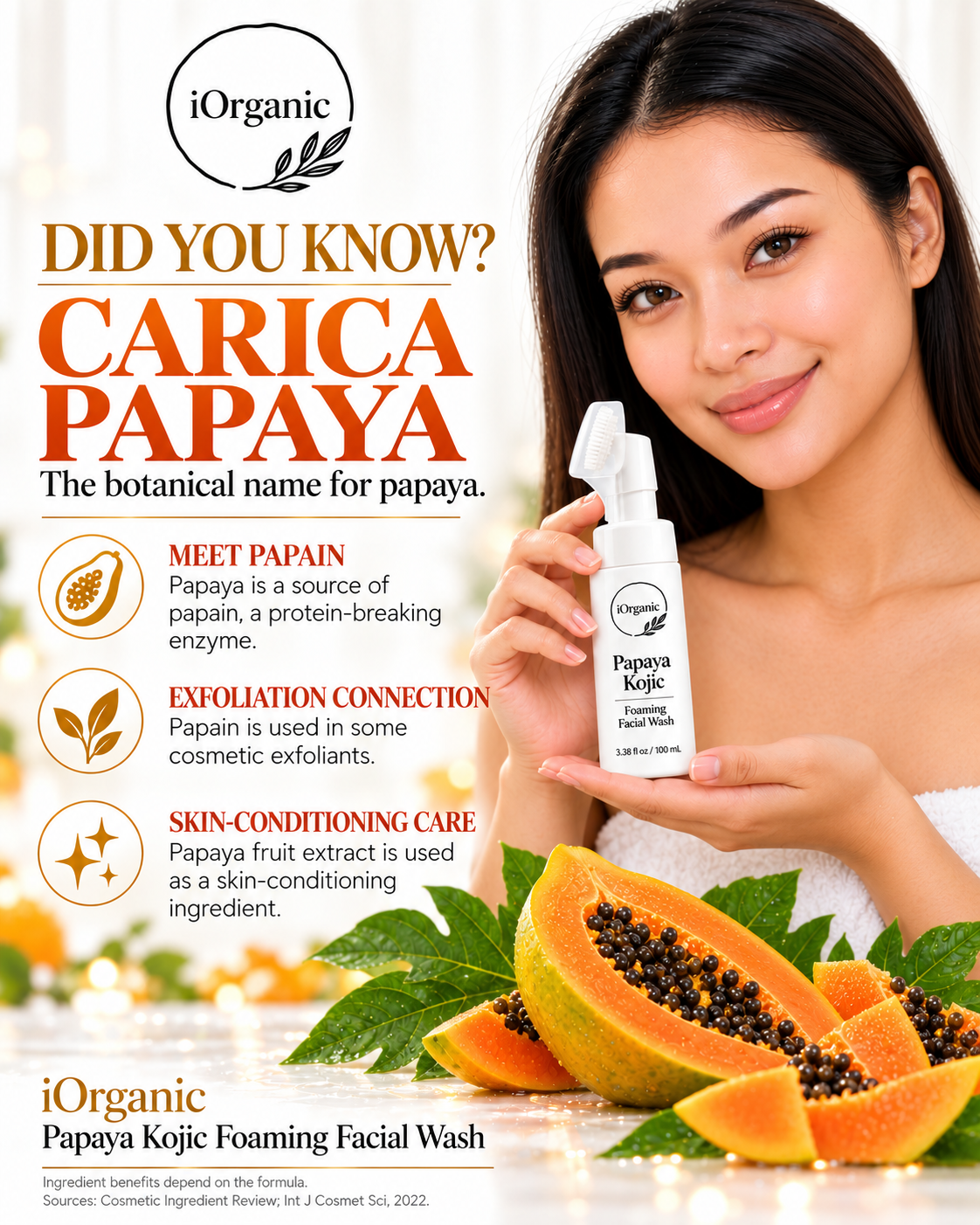Revitalize Your Skin with Papaya Kojic Foaming Facial Wash & Silicone Brush