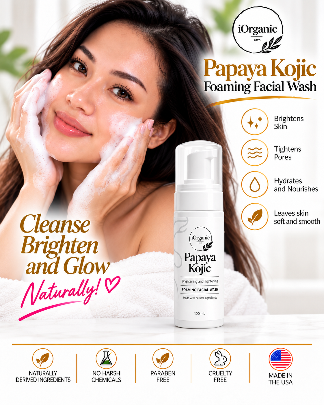 Unlock Radiance: Papaya Kojic Acid Foaming Facial Wash - 100ml