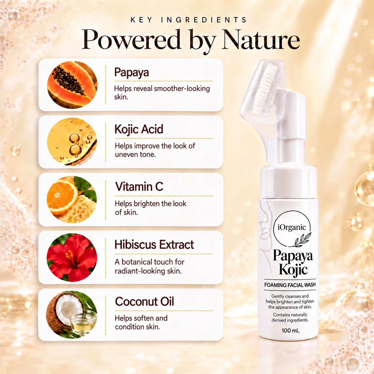 Revitalize Your Skin with Papaya Kojic Foaming Facial Wash & Silicone Brush